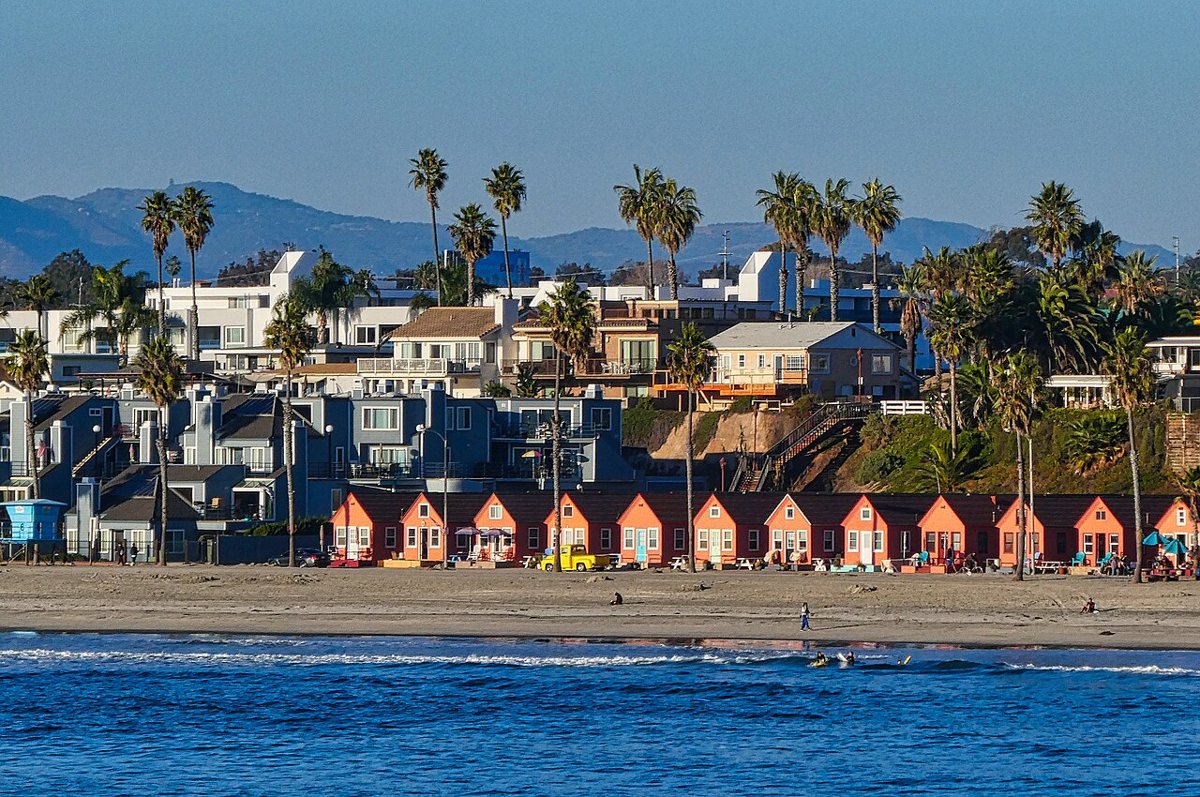The historic wooden pier stretching into the Pacific at Oceanside, California